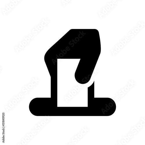 Silhouette icon of a person wearing a fedora hat and sunglasses in black and white simple design style