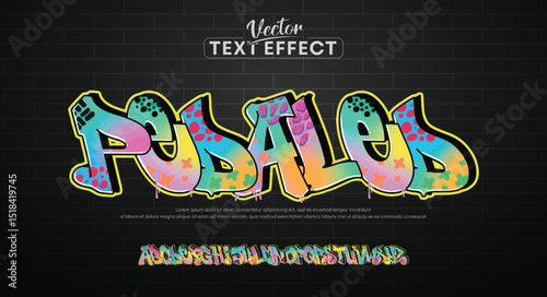 Pedaled, Graffiti alphabet. Bubble graffiti letters outline. Uppercase letters with drips, drops and spray effect. Graffiti font. Street art style. Bubble font.
