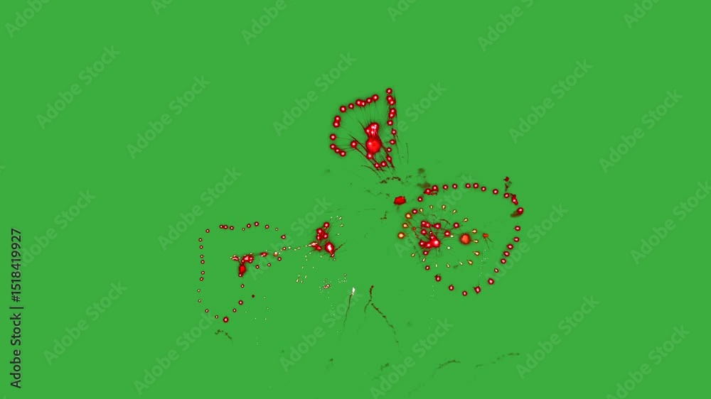Vibrant Fireworks Display on green screen chromakey background 4th of July 2025, New Year 2026 and St Valentines Day Concept