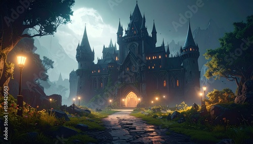 Wallpaper Mural castle in the night Torontodigital.ca