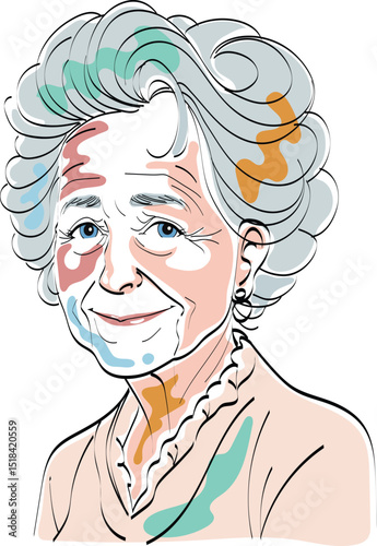 old lady art painting style
