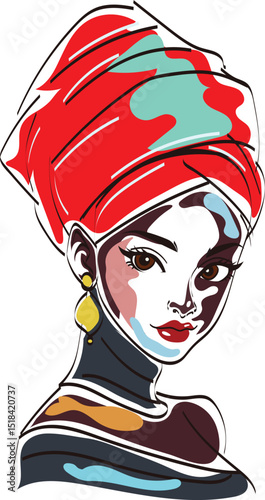 woman african black art painting sketch style