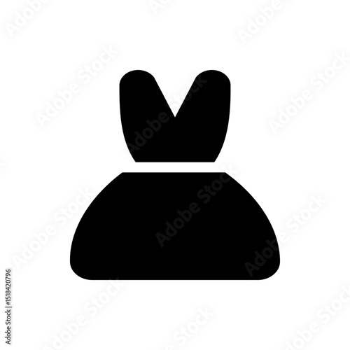 Illustration of a simple black dress with a sleeveless design and a defined waistline on a white background