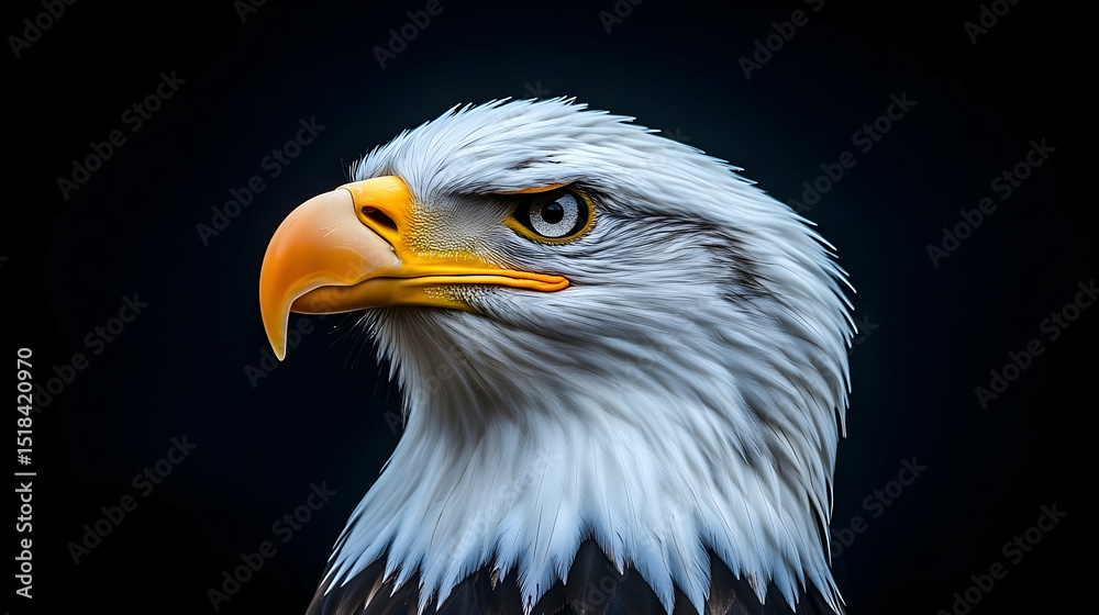 Fototapeta premium Close-up of a bald eagle's head and neck.