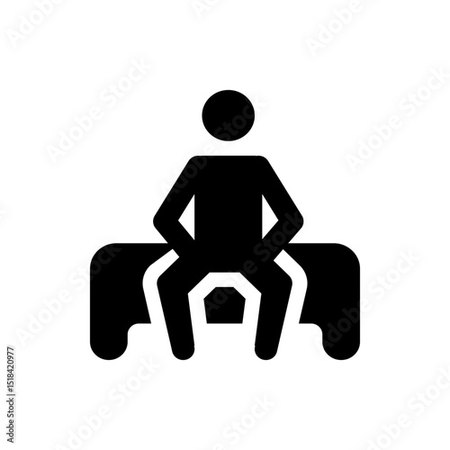 Person riding an atv depicted as a solid black silhouette with a rounded head and simplified body shape photo