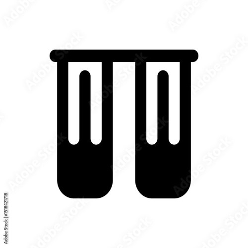 Two abstract black shapes with rounded edges and semicircular cutouts on a white background design element