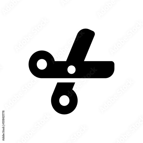 Illustration of a black pair of scissors with rounded handles and a white background for contrast use case