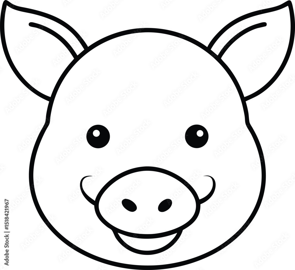 Fototapeta premium pig head icon line art vector illustration on transparent background