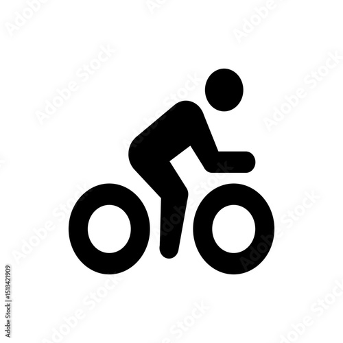 Silhouette of a cyclist riding a bicycle with two wheels in a simple black and white vector image design