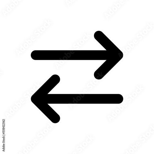 Illustration of two horizontal arrows pointing in opposite directions on a white background plain design