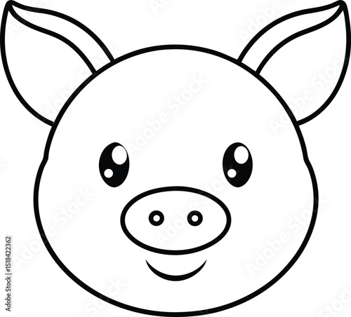 piglet head icon line art vector illustration on transparent background