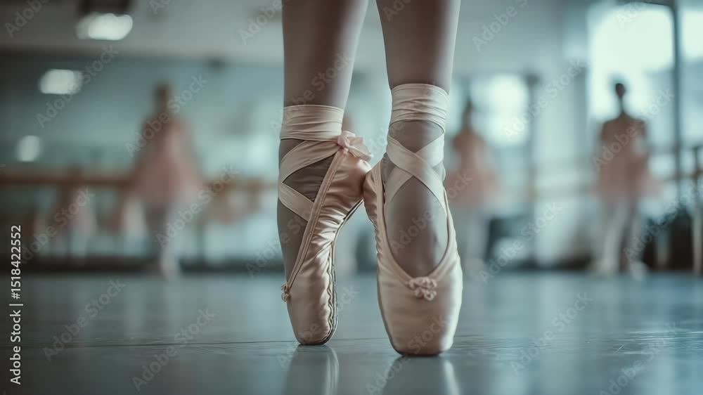 Graceful ballet pointe technique demonstration in dance studio