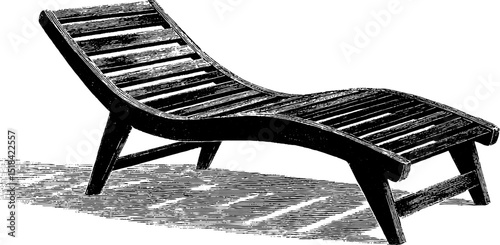 Vintage engraved beach chair illustration for relaxation and summer decor