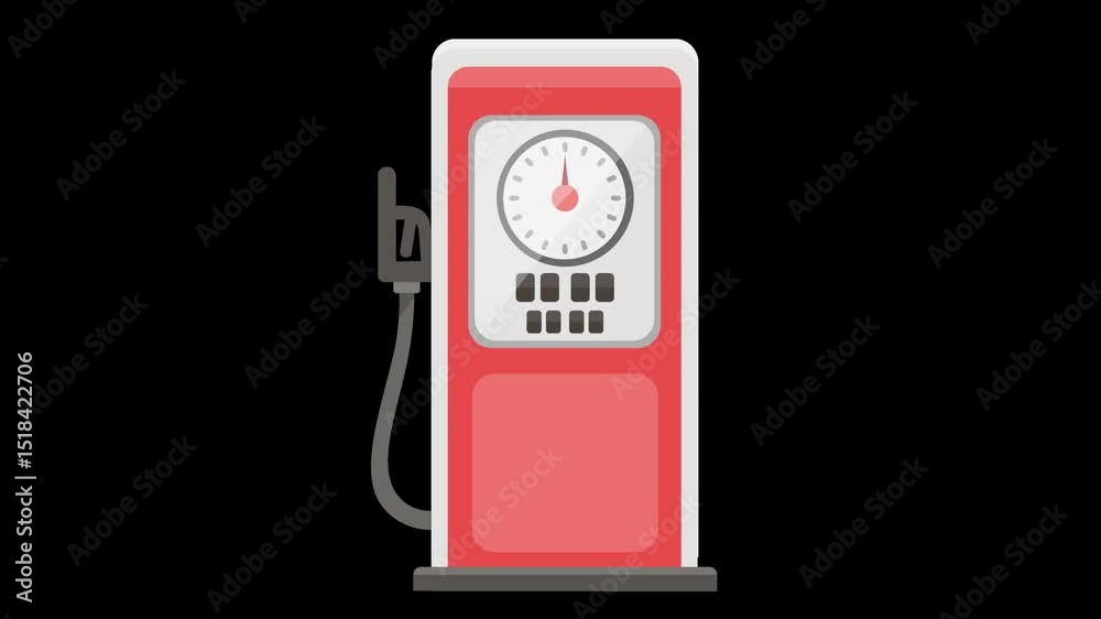 Classic Fuel Station Illustration, Filling Up with Nostalgia, A Journey Back in Time on a Transparent Background