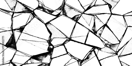 Abstract engraved illustration of broken glass shard pattern design