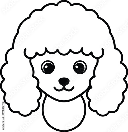 poodle head icon line art vector illustration on transparent background