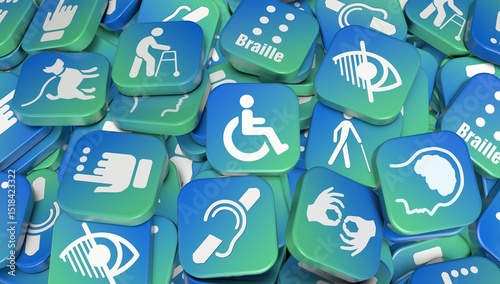 Disabled, Disability Signs, Icons are Visual Presentation. 