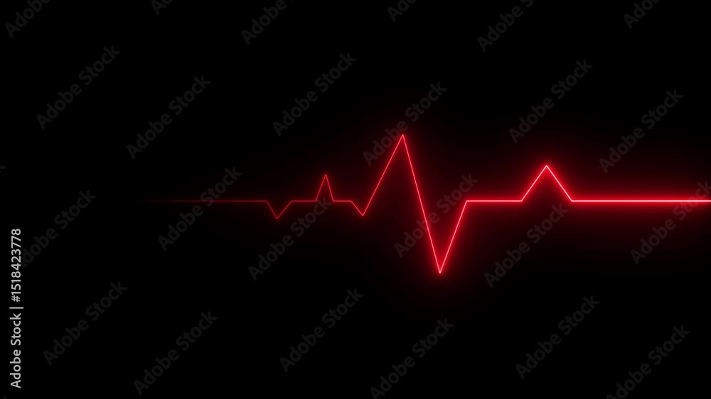 Glowing neon heartbeat monitor ECG gradient line neon background animation.