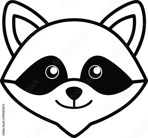 raccoon head icon line art vector illustration on transparent background