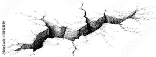 Engraved cracked earth pattern for environmental and geological design