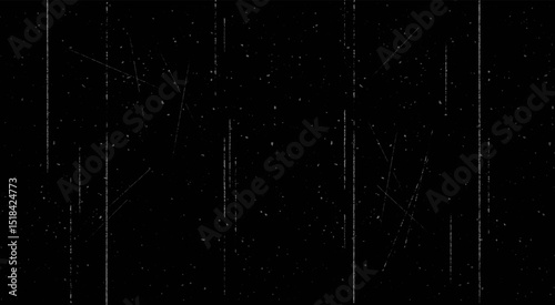 Film Grain Vintage Background Photo Effect. Old Transparent Realistic Overlay Celluloid Dust and Particles Texture. Distressed Scratch Retro Sandy Cinema Screen Frame Black and White Template Pattern
