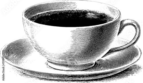 Vintage engraving of a cuban coffee cup for art and design