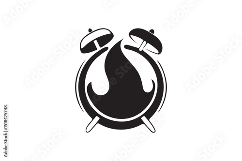 Fire alarm clock silhouette on white background.