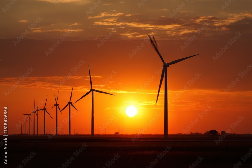 Fototapeta premium wind turbine farm sundown 