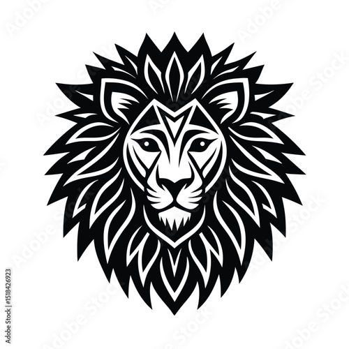 Royal tribal lion head vector silhouette art