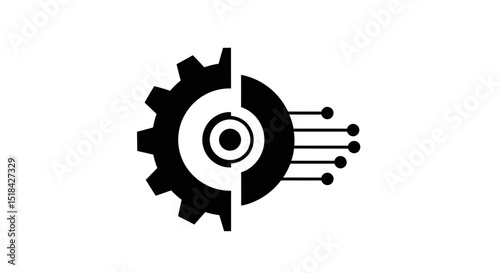 A black gear with teeth on its outer circumference and a transparent background