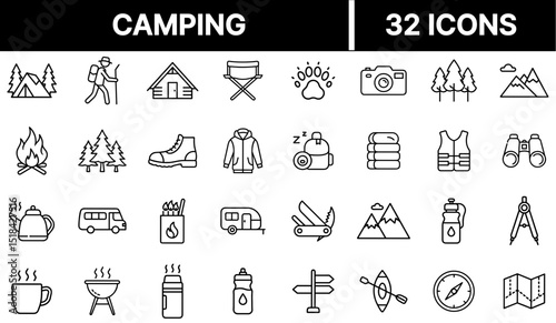 Camping Icon Representing Outdoor Adventure, Nature Recreation, and Tent Living
