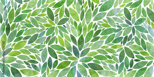 Leaves vector pattern. Green leaf watercolor seamless pattern. Leafs pattern background. Green leaves with watercolour texture