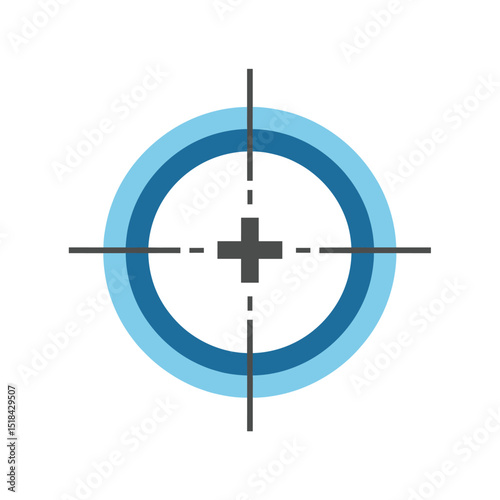 Blue and black target crosshairs icon, symbolizing aim, precision, or a scope's view