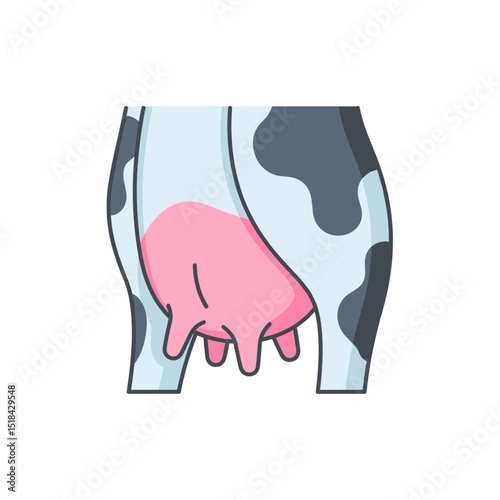 Cartoon illustration of a cow's spotted udder, representing dairy or farm animals