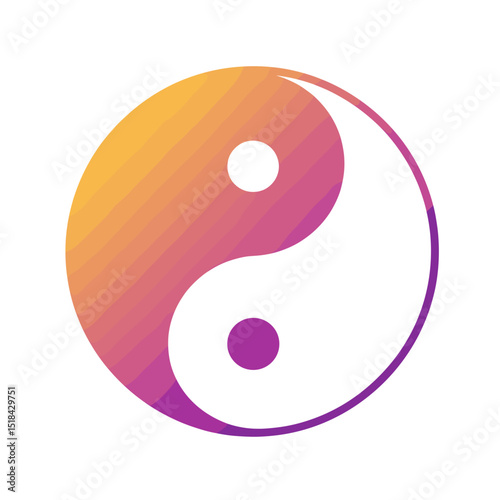 Yin Yang symbol with an orange and purple gradient, representing balance and harmony
