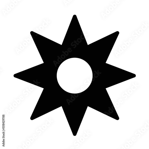 Nsoromma Adinkra symbol, a black star with eight points and a white circle center, representing guardianship and protection