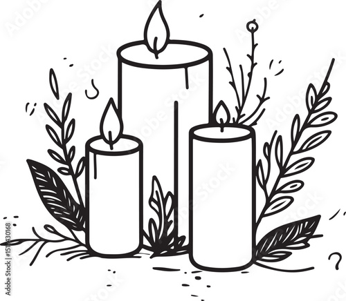  Elegant collection of brown candle silhouettes in various styles perfect for minimalist design and holiday themes on a pristine white background.