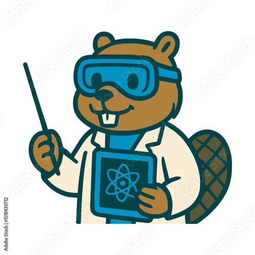 Mascot of modern scientist beaver. 