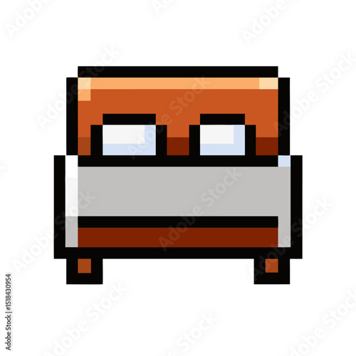 Pixelated retro single bed icon

