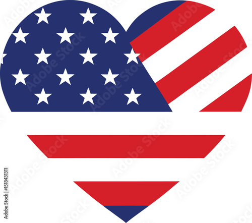 American flag heart patriotic love symbol usa