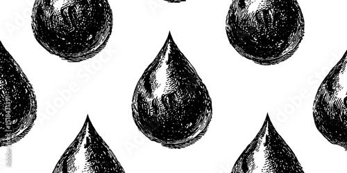 Engraved rain droplet pattern: monochrome design for artistic backgrounds and print projects