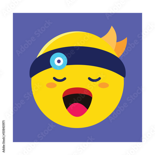 Yawning Emoticon Wearing Sleep Mask