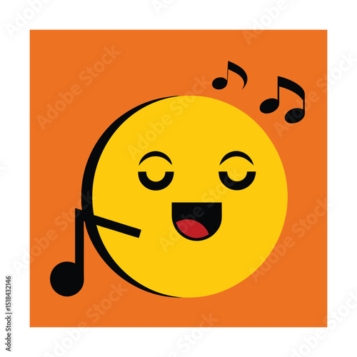 Whistling Emoticon with Musical Notes