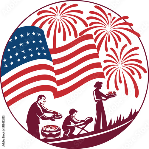 4th of July Celebration Background Illustration. Patriotic 4th of July Celebration Design. Independence Day 4th of July Celebration Art. American 4th of July Celebration Graphic