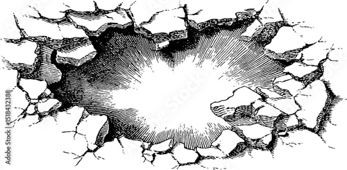 Intricate engraved illustration of a shattered mirror pattern for creative design