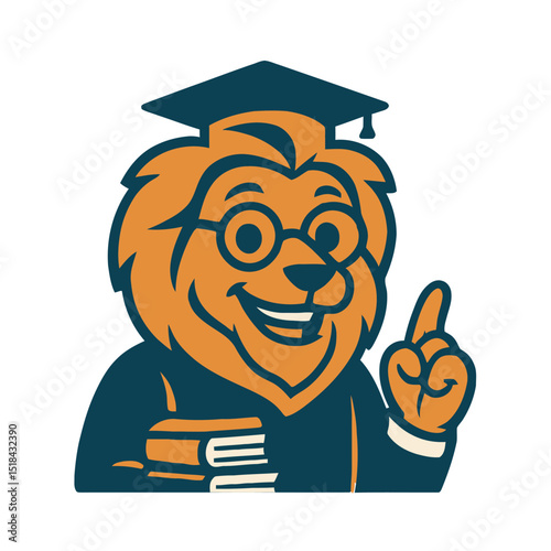 lion professor cartoon mascot. 