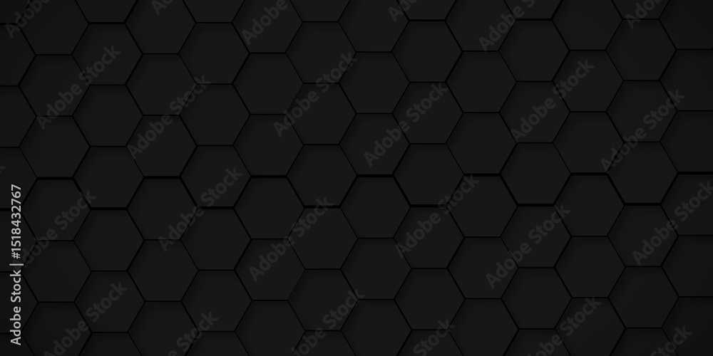 Abstract minimal black lines Hexagonal structure futuristic black background and Embossed Hexagon , honeycomb black mosaic cell web ,light and shadow texture design. Abstract minimal black lines Hexagonal structure futuristic black background and Embossed Hexagon , honeycomb black mosaic cell web ,light and shadow texture design.