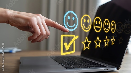 Engaging Action of User Interaction with Positive Feedback on Laptop Screen in Modern Home Office Environment for Digital Communication Experience