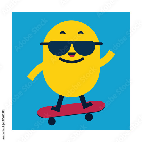 Cool Emoticon on Skateboard Wearing Sunglasses