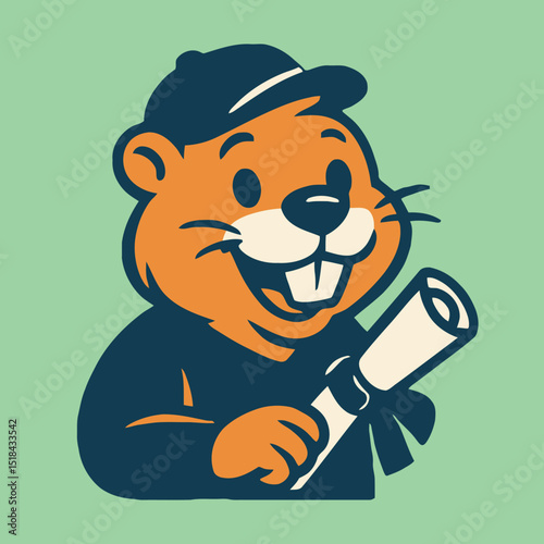  Construction beaver cartoon mascot